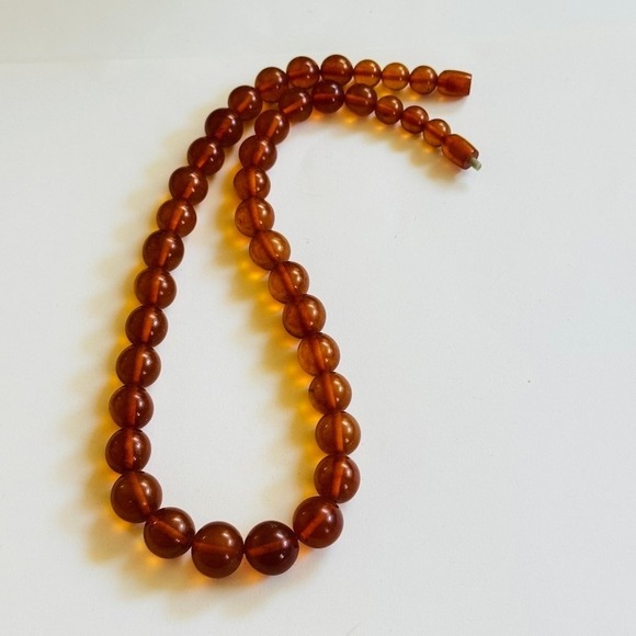 Pressed Baltic Amber Necklace VTG collar Graduated Rare Retro Beaded 20"L - Picture 1 of 10